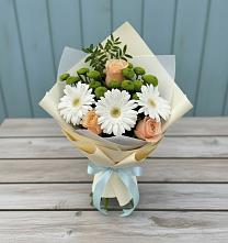 Букет цветов из:  Герберы, Розы и Хризантемы в Александровке